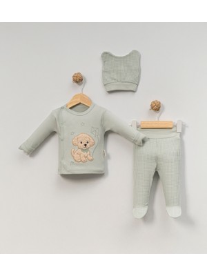 Babycan - Erkek  Peluş Köpekcik 3 Lü Hastane Çıkış Zıbın Seti