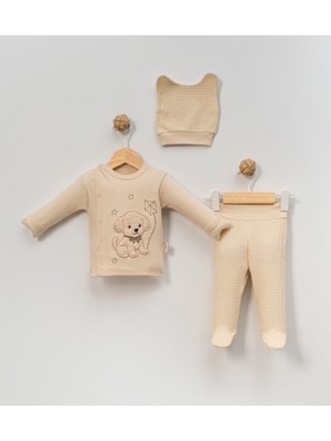 Babycan - Erkek  Peluş Köpekcik 3 Lü Hastane Çıkış Zıbın Seti