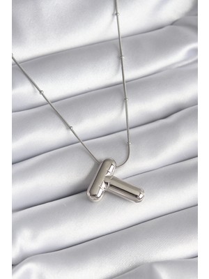 MiraLive 316L Çelik Gümüş Renk Bubble "t" Harf Model Kadın Kolye - TJ-BKO8295