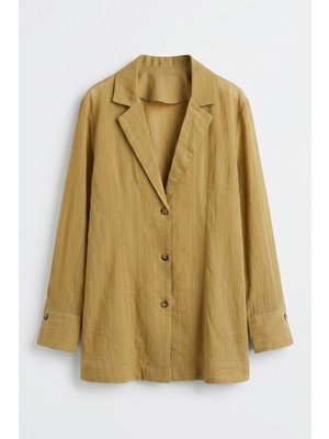 Quzu Transparan Dokulu Gömlek Ceket Bej