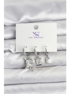 MiraLive Gümüş Renk Zirkon Taşlı Kadın Küpe - TJ-BKP11343