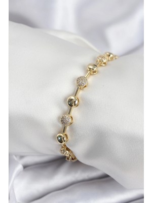 MiraLive Pirinç Vıp Seri Gold Renk Topçuk Model Kadın Bileklik - TJ-BB7923