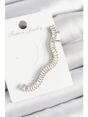 MiraLive Pirinç Su Yolu Model Gümüş Renk Sağ Kıkırdak Küpe - TJ-BKP10986