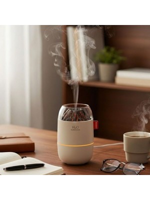 Ahşap Odun Ateşi TASARIMLI 280 ml Ultrasonik Hava Nemlendirici & Aroma Difüzör – Soğuk Bu