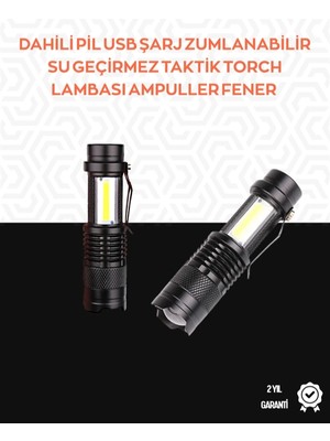 MiraLive Taşınabilir Şarjlı LED Fener - 4 Modlu, 2000LM, Ayarlanabilir Odak