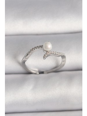 MiraLive Pirinç Gümüş Renk Zirkon Taşlı Ayarlanabilir Yüzük - TJ-BYK3548