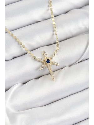 MiraLive Pirinç Zirkon Taşlı Kutup Yıldızı Model Ezme Zincir Gold Renk Kadın Kolye - TJ-BKO10388