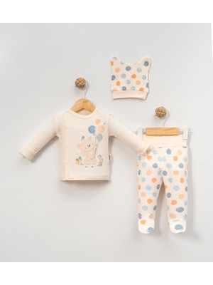 Babycan - Unısex  Balonlu Ayıcık-3 Lü Hastane Çıkış Zıbın Seti