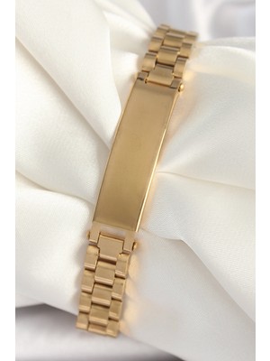 MiraLive 316L Çelik Gold Renk Zincir Künye Model Erkek Bileklik - TJ-EB3725
