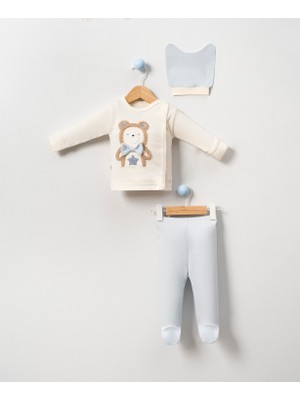 Babycan - Erkek  Süzene Ayı Fiyonklu 3 Lü Hastane Çıkış Zıbın Seti