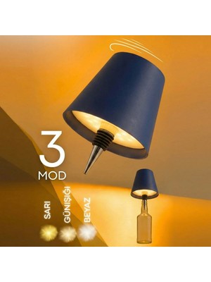 Kablosuz Şarjlı Aplik Şişe Lambası - dokunmatik 3 Farklı Işık Modlu Şişe Için LED Masa