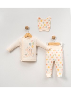 Babycan - Unısex  Balonlu Ayıcık-3 Lü Hastane Çıkış Zıbın Seti