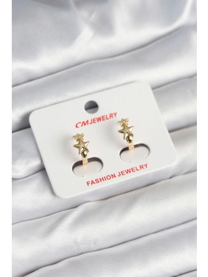 MiraLive Pirinç Gold Renk Yıldız Kadın Küpe - TJ-BKP11242