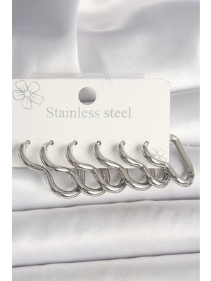 MiraLive 316L Çelik Gümüş Renk Kalp Model Kadın Küpe Seti - TJ-BKP10355