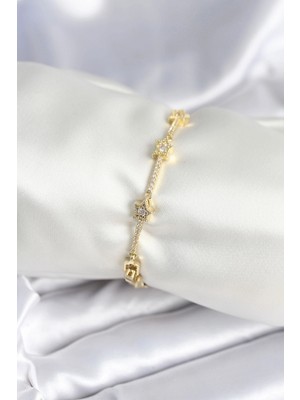 MiraLive Pirinç Gold Renk Halley Yıldız Model Kadın Bileklik - TJ-BB7984