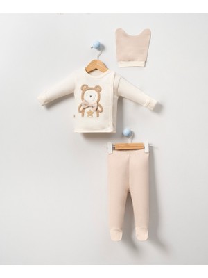 Babycan - Erkek  Süzene Ayı Fiyonklu 3 Lü Hastane Çıkış Zıbın Seti