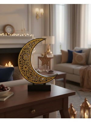 Tiklad 3D Hilal Yıldız Dekor 23X23 cm Ramazan Özel Masa Üstü Süs