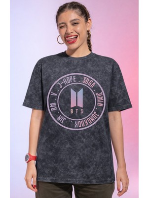 Sevbano J-Hope Suga Jimin Jungkook Jin Bts Müzik Grubu Baskılı Unisex Oversize Vintage Yıkamalı Tişört