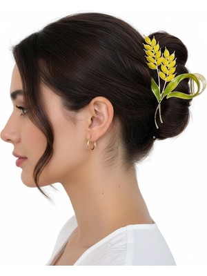 BURADABULDUN Buğday Desenli Metal Mandal Saç Tokası