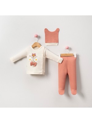 Babycan - Kız  Süzine Çiçek Fiyonklu 3 Lü Hastane Çıkış Zıbın Seti