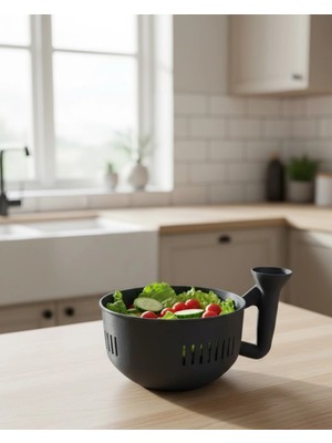 Derin Stok Süzgeçli Hazneli Sebze Yıkama Kabı Pratik ve Dayanıklı Mutfak Yardımcısı