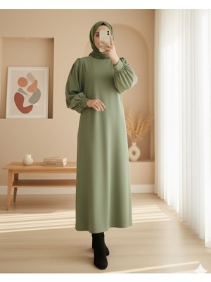 Modamorfo Yuvarlak Yaka Uzun Oysh Elbise -Çağla Y.