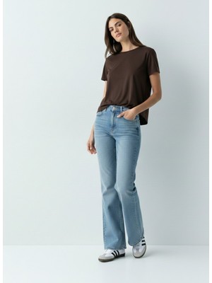 LTB Bisiklet Yaka Relaxed Fit Antrasit T-Shırt