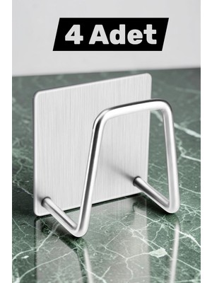 Katilus 4 Adet Çelik Bulaşık Sünger Tutucu Bulaşık Süngeri Tutacağı Yapışkanlı Askı Çelik Drenaj Askısı