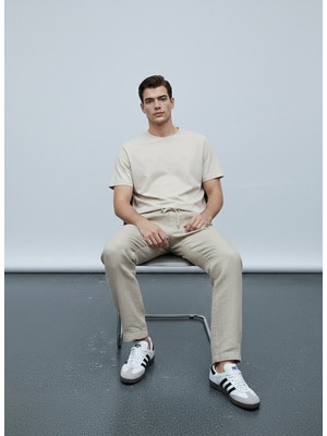 LTB Silikon Logo Baskılı Bej T-Shırt