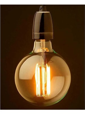 Edison 4'lü Rustik LED Ampül E27 Duy 4W Amber Renk G95 Glop Model 2200K Sıcak Işık