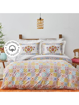Karaca Home Lumina Sarı Desenli Çift Kişilik Nevresim Takımı 200 x 220 cm %100 Pamuk