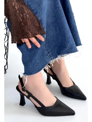 SHC4200 Hoost Siyah Cilt Topuklu Ayakkabı