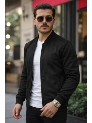 MiraLive Miray- Erkek Önden Fermuarlı Içi Astarlı Süet Ceket