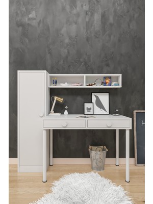 EVDEMO Modern Tasarımlı Akort Çalışma Masası Beyaz Suntalam Malzeme ile Dayanıklı Yapı