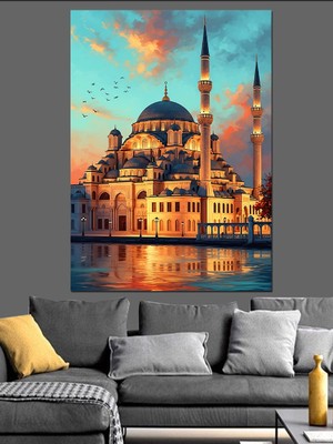 Tablomega Altın Boynuzda Işıl Işıl Camii Dekoratif Kanvas - Mdf Ahşap Tablo