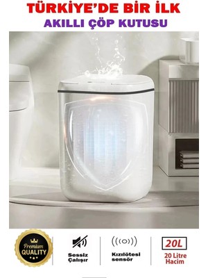 Eco Lounge Akıllı Teknolojik Çöp Kutusu Otomatik Sensörlu Çöp Tenekesi Pilli Çöp Kovası 20L