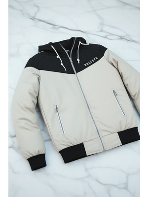 Oksit Believe Suya Dayanaklı Slim Fit Erkek Kaban Midi Uzun Kol Düz Siyah Tasarım