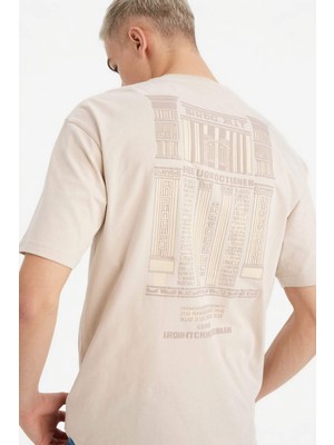 DeFacto %100 Pamuk Boxy Fit Baskılı Tişört F8030AX26SP