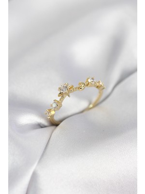 Marsilyan Gold Renk Gece Temalı Zirkon Taşlı Kadın Yüzük - TJ-BYK4111