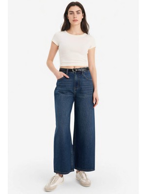 DeFacto Culotte Yüksek Bel Jean Kar Yıkamalı Pantolon G4935AX26SM