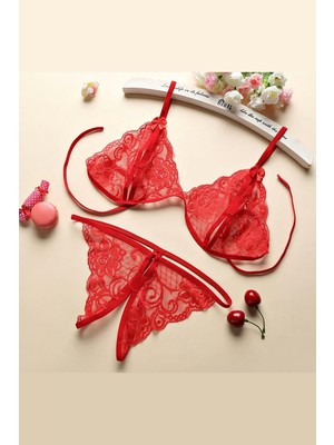 Esranın Dünyası Kadın Kırmızı Dantelli Sütyen Külot Takımı RSPER34-ESRDNS