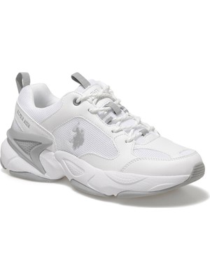 U.S. Polo Assn. Kadın Beyaz Sneakers Bağcıklı Tekstil Malzeme Düz Taban Ayakkabı