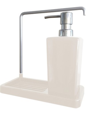 Primanova Luna Mutfak Sıvı Sabunluk Bej Renkli Paslanmaz Malzeme ile Şık Tasarım ve Kaymaz Taban