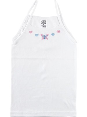 Tutku Kız Çocuk Beyaz Ribana İp Askılı Atlet  Pamuk 6'lı Paket 7-8 Yaş Kadın İç Giyim