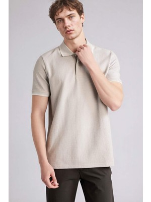DeFacto Pamuklu Regular Fit Waffle Kısa Kollu Polo Tişört D7932AX26SP
