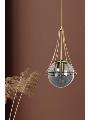 Begüsa Sarmal Tekli Füme Glop Cam Metal Avize Modern Tasarım Özellikleri ile Şık Aydınlatma