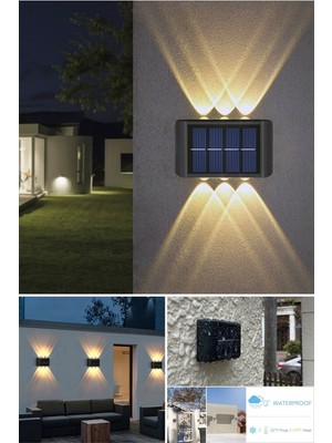 Erseyy 6ledli  Solar Duvar Lambası Aplik Güneş Enerji Gün Işığı 2 Li Set