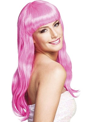 Marsilyan Soft Pembe Renk Uzun Düz Parti Peruğu