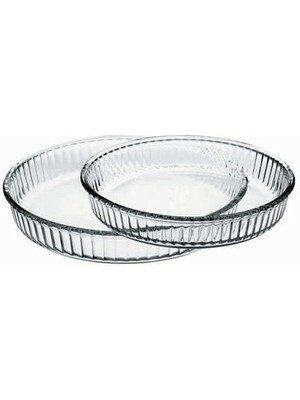Paşabahçe Borcam Şeffaf 2'li Yuvarlak Tepsi 320 mm ve 260 mm Turtalar İçin Yerli Üretim
