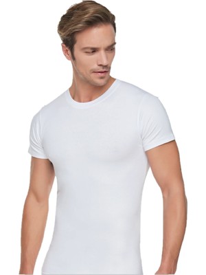 Tutku Erkek Beyaz Penye 0 Yaka Yarım Kollu Atlet %100 Pamuklu 6'lı Paket Rahat Kesim